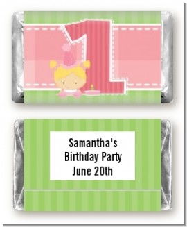 1st Birthday Girl - Personalized Birthday Party Mini Candy Bar Wrappers