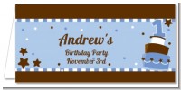 1st Birthday Topsy Turvy Blue Cake - Personalized Birthday Party Place Cards