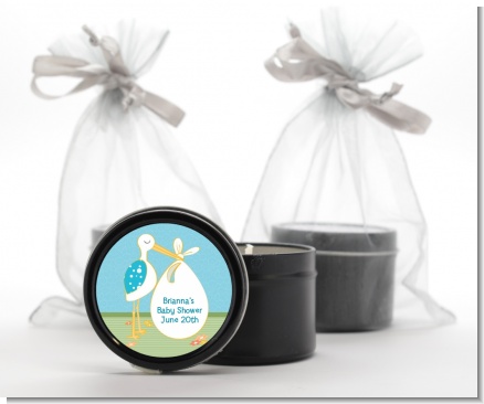 Stork It's a Boy - Baby Shower Black Candle Tin Favors