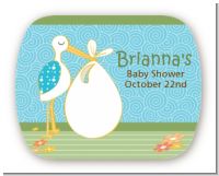 Stork It's a Boy - Personalized Baby Shower Rounded Corner Stickers