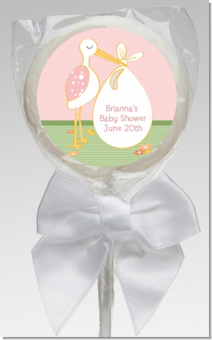 Stork It's a Girl - Personalized Baby Shower Lollipop Favors