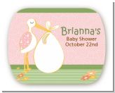Stork It's a Girl - Personalized Baby Shower Rounded Corner Stickers