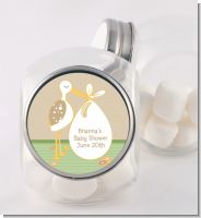 Stork Neutral - Personalized Baby Shower Candy Jar