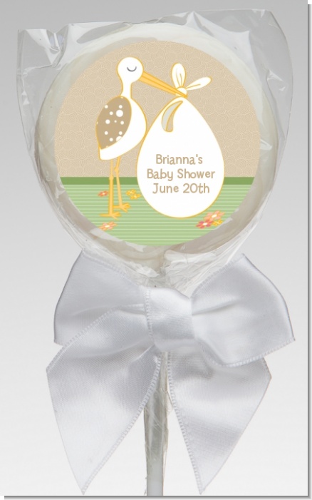 Stork Neutral - Personalized Baby Shower Lollipop Favors