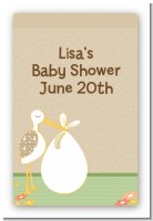 Stork Neutral - Custom Large Rectangle Baby Shower Sticker/Labels