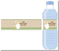 Stork Neutral - Personalized Baby Shower Water Bottle Labels