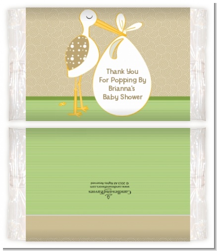Stork Neutral - Personalized Popcorn Wrapper Baby Shower Favors
