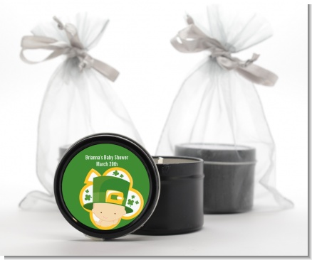 St. Patrick's Baby Shamrock - Baby Shower Black Candle Tin Favors