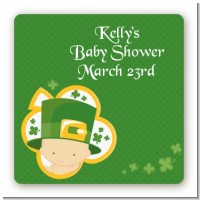 St. Patrick's Baby Shamrock - Square Personalized Baby Shower Sticker Labels