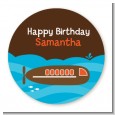 Submarine - Round Personalized Birthday Party Sticker Labels thumbnail