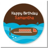 Submarine - Round Personalized Birthday Party Sticker Labels