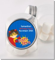 Superhero Girl - Personalized Birthday Party Candy Jar