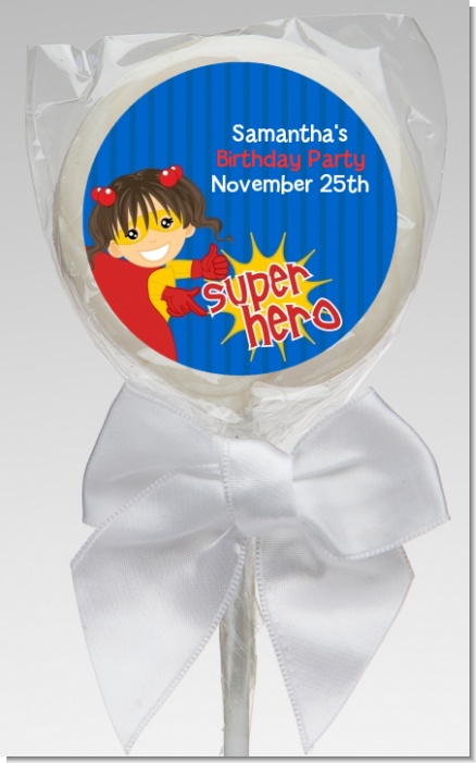 Superhero Girl - Personalized Birthday Party Lollipop Favors