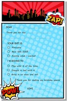 Calling All Superheroes - Birthday Party Fill In Thank You Cards