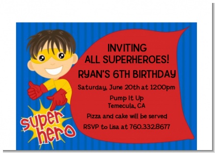 Superhero Boy - Birthday Party Petite Invitations