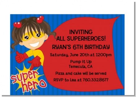 Superhero Girl - Birthday Party Petite Invitations