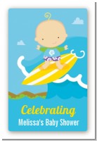Surf Boy - Custom Large Rectangle Baby Shower Sticker/Labels