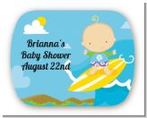 Surf Boy - Personalized Baby Shower Rounded Corner Stickers