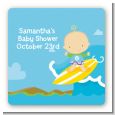 Surf Boy - Square Personalized Baby Shower Sticker Labels thumbnail