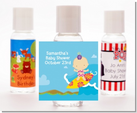 Surf Girl - Personalized Baby Shower Hand Sanitizers Favors