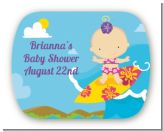 Surf Girl - Personalized Baby Shower Rounded Corner Stickers