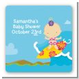Surf Girl - Square Personalized Baby Shower Sticker Labels thumbnail