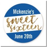 Sweet 16 - Round Personalized Birthday Party Sticker Labels