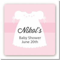 Sweet Little Lady - Square Personalized Baby Shower Sticker Labels