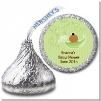 Sweet Pea African American Boy - Hershey Kiss Baby Shower Sticker Labels