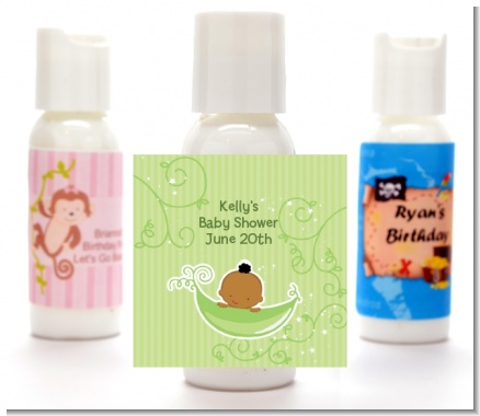 Sweet Pea African American Boy - Personalized Baby Shower Lotion Favors