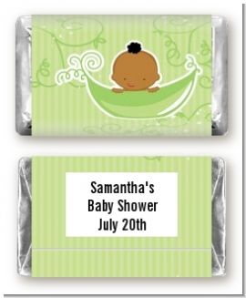 Sweet Pea African American Boy - Personalized Baby Shower Mini Candy Bar Wrappers