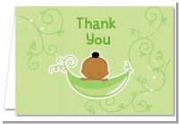 Sweet Pea African American Boy - Baby Shower Thank You Cards