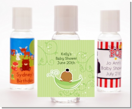 Sweet Pea African American Girl - Personalized Baby Shower Hand Sanitizers Favors