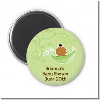 Sweet Pea African American Girl - Personalized Baby Shower Magnet Favors