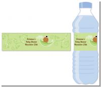 Sweet Pea African American Girl - Personalized Baby Shower Water Bottle Labels