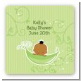 Sweet Pea African American Boy - Square Personalized Baby Shower Sticker Labels thumbnail