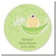 Sweet Pea Asian Girl - Round Personalized Baby Shower Sticker Labels thumbnail
