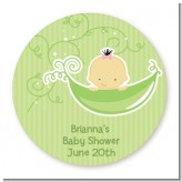 Sweet Pea Asian Girl - Round Personalized Baby Shower Sticker Labels