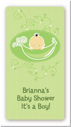 Sweet Pea Asian Boy - Custom Rectangle Baby Shower Sticker/Labels
