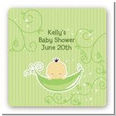 Sweet Pea Asian Boy - Square Personalized Baby Shower Sticker Labels