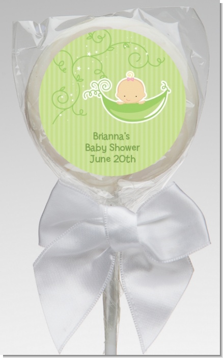 Sweet Pea Caucasian Girl - Personalized Baby Shower Lollipop Favors