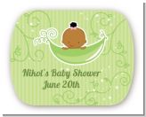 Sweet Pea African American Girl - Personalized Baby Shower Rounded Corner Stickers
