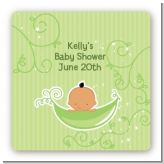 Sweet Pea Hispanic Boy - Square Personalized Baby Shower Sticker Labels