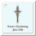 Cross Blue & Brown - Personalized Baptism / Christening Card Stock Favor Tags thumbnail