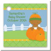 Pumpkin Baby African American - Personalized Baby Shower Card Stock Favor Tags