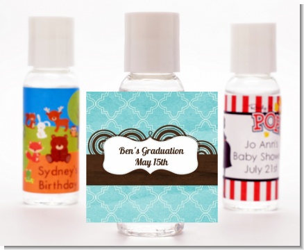 Teal & Brown - Personalized Graduation Party Hand Sanitizers Favors