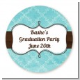 Teal & Brown - Round Personalized Graduation Party Sticker Labels thumbnail