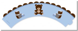 Teddy Bear Blue - Baby Shower Cupcake Wrappers