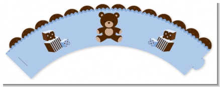 Teddy Bear Blue - Birthday Party Cupcake Wrappers