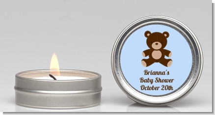 Teddy Bear Blue - Baby Shower Candle Favors